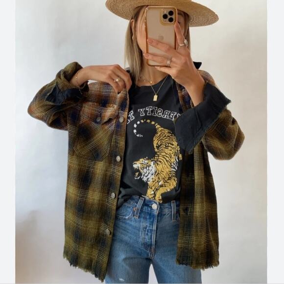 Free People Anneli Plaid Shirt Jacket - Picture 1 of 8